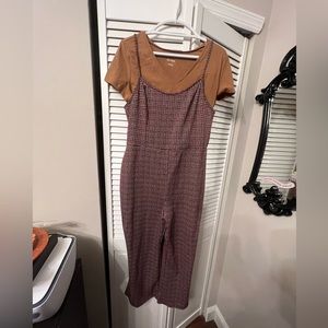 Wild Fable tan crop top and purple jumpsuit